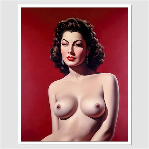 SD Ava Gardner A Painting Of A Naked Nude Woman On A Red Background Inspired By Ron