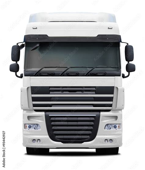 White Daf Xf Truck Front View Isolated On White Background Stock Photo