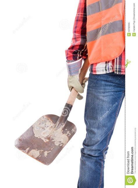 Construction Worker Holding A Shovel Stock Image Image Of