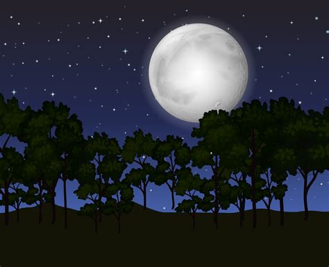 Scene With Fullmoon At Night 366491 Vector Art At Vecteezy
