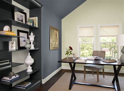 A yellow hue, like charismatic, is sure to brighten up your workspace, says erika. Blue home offices, Benjamin moore paint and Office paint ...