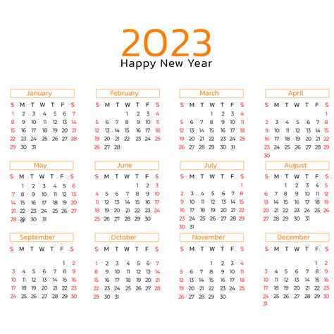 Calendario 2023 Inglés Calendario Perpetuo Año Nuevo Png Dibujos 2023