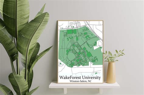 Colored Campus Map Of Wake Forest University And All Its Roads Etsy