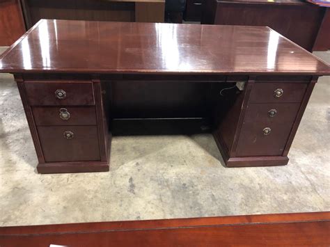 Used Office Desks Kimball Mahogany Desk Credenza Set At Furniture Finders