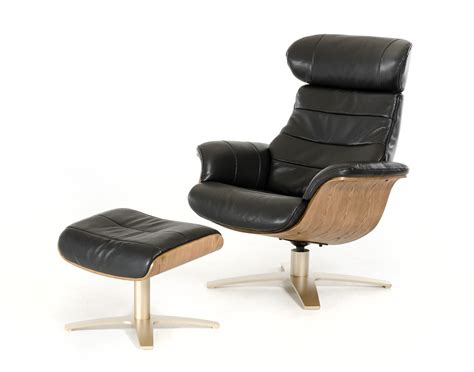 Bold, modern lines and richly contrasting materials create a chair that evokes iconic bauhaus designs. Modern Black Leather Reclining Chair with Ottoman New ...
