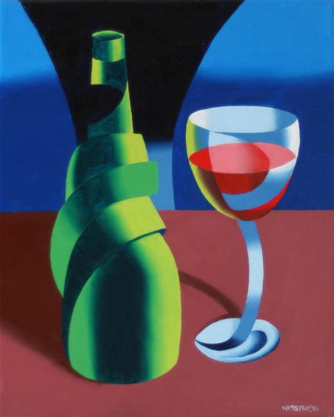 Abstract Geometric Wine Glass And Bottle Painting By Mark Webster Fine Art America
