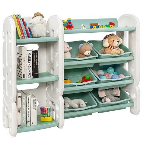 Costway Kids Toy Storage Organizer Wbins And Multi Layer Shelf For