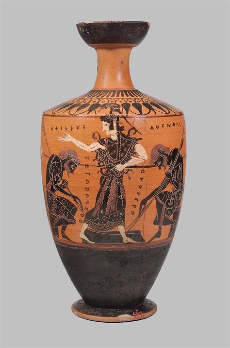 Oil Flask Lekythos With Achilles Ajax And Athena Museum Of Fine
