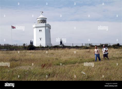 Visitors To South Foreland Lighthouse On The English Channel Near Dover