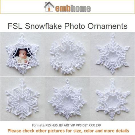 Fsl Snowflake Photo Ornaments Free Standing Lace Machine Etsy