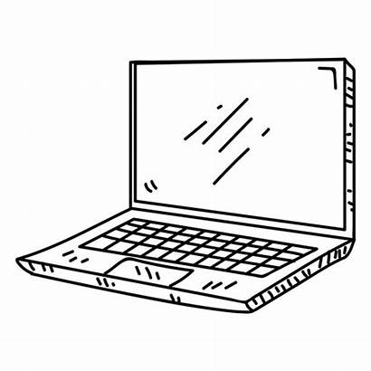 Laptop Computer Drawn Hand Icon Sketch Notebook
