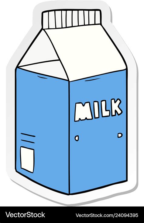 Sticker Of A Cartoon Milk Carton Royalty Free Vector Image