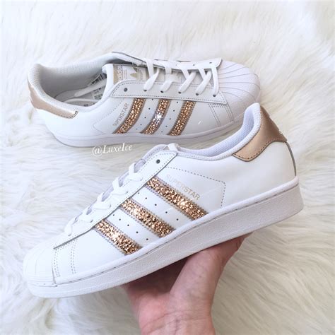 Adidas black and rose gold sneakers. Adidas Originals Superstar White/Rose Gold with SWAROVSKI®