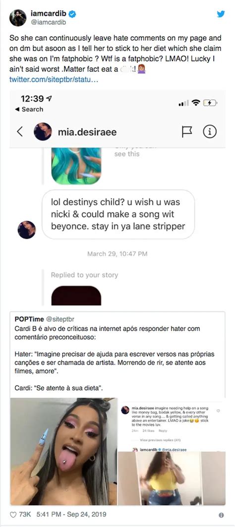 Cardi B Defends Her Fat Phobic Jab At Troll Who Relentlessly Dmd Her