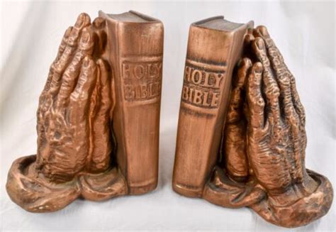 Holy Bible Praying Hands Bookends 1962 Chicago Universal Statuary Ebay