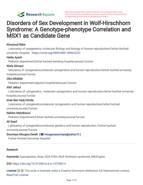 Pdf Disorders Of Sex Development In Wolf Hirschhorn Syndrome A Genotype Phenotype Correlation