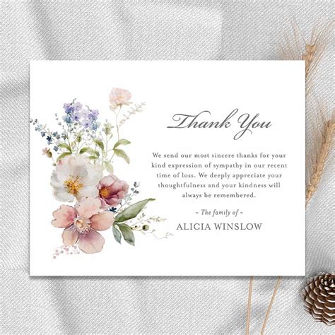 Custom Sympathy Thank You Notes With Your Personal Wording