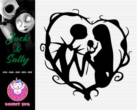 Jack And Sally Svg Heart Silhouette Love Svg Cricut Etsy