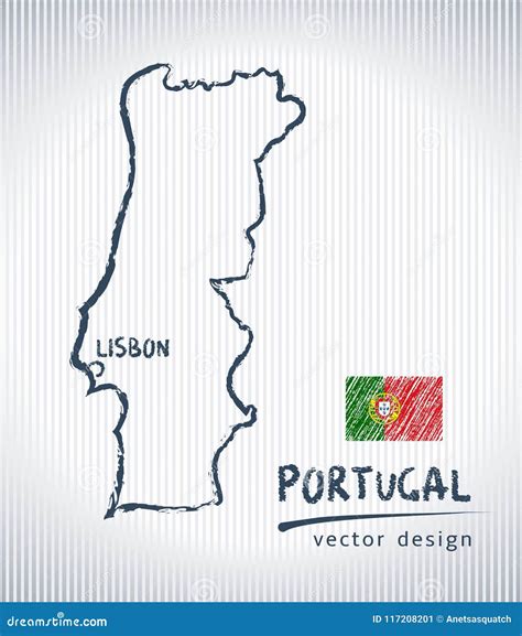 Mapa Nacional Del Dibujo Del Vector De Portugal En El Fondo Blanco Ilustraci N Del Vector
