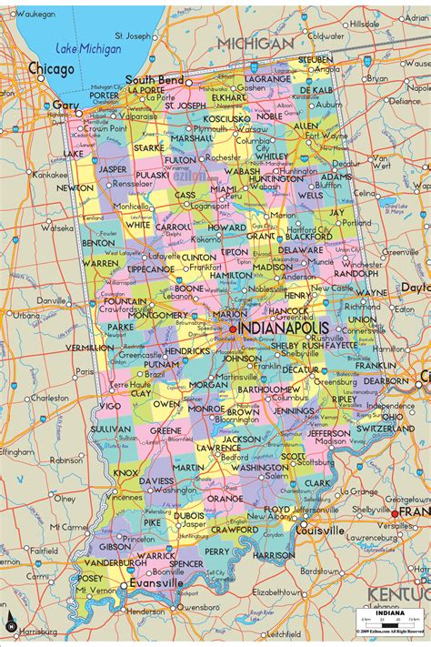 Indiana State Map With Cities And Counties