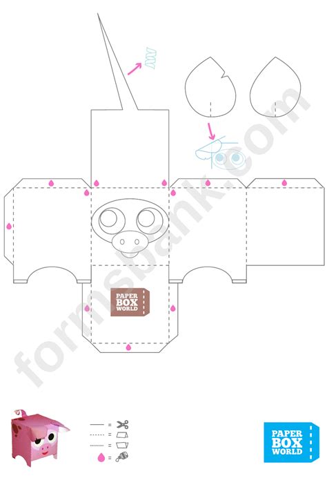Pig Paper Toy Box Template Printable Pdf Download