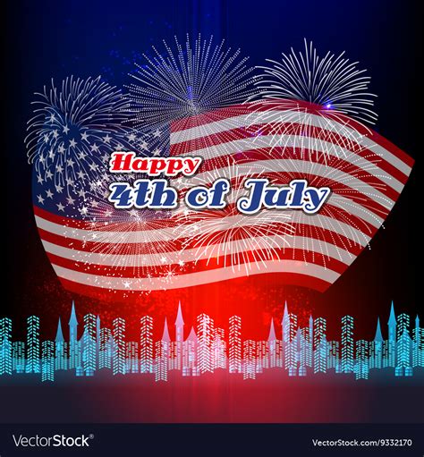Happy 4th July Independence Day With Fireworks Vector Image