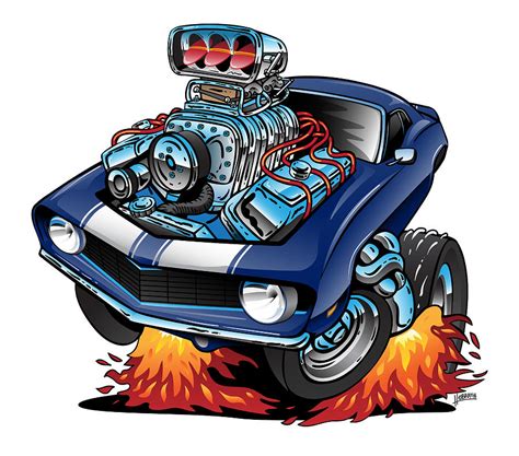 Classic Sixties American Muscle Car Cartoon Digital Art By Jeff Hobrath