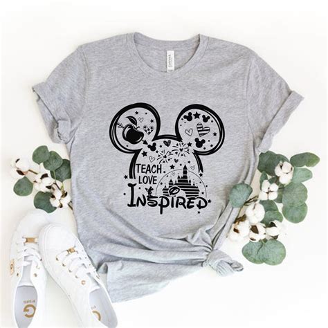 Teach Love Inspire Shirt Teacher Disney Shirt Mickey Minnie Etsy