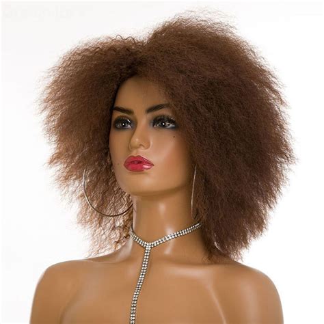 Light Brown Afro Wig Kinky Curly Wig For Women Synthetic Wig Etsy