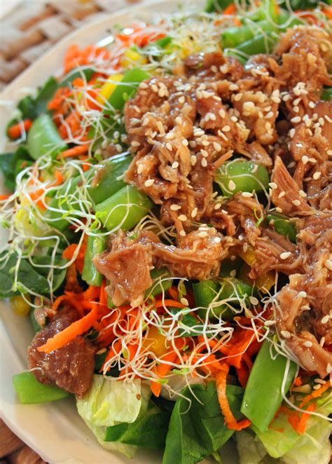 Our first recipe idea was a basic version of pulled pork with tons of spices. Jo and Sue: Asian Inspired Pulled Pork Salad
