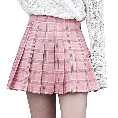 Women High Waist Pleated Skirt Y2k Summer Autumn Casual Kawaii A Line Plaid Skirts Japanese