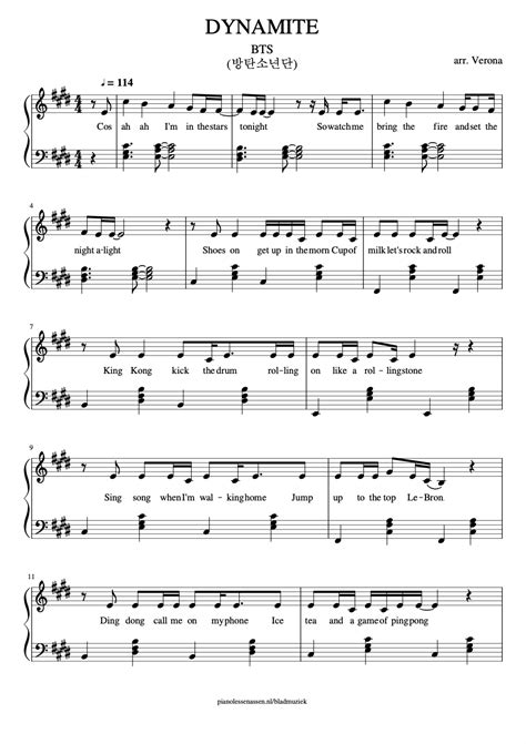 Download the piano letter notes for two hands. DYNAMITE - BTS (FREE SHEET MUSIC) in 2021 | Piano sheet music letters, Sheet music, Clarinet ...