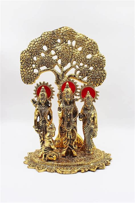 Golden White Metal Gold Plated Ram Darbar Statue Size 8x8x13 Inch