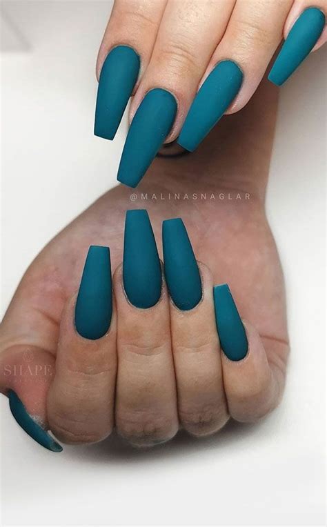 Beautiful Nail Design Ideas To Wear In Fall Matte Teal Fall Nails