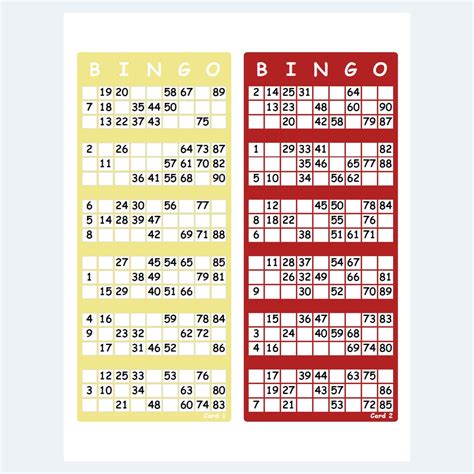 Printable Colour Uk Style 1 90 Bingo Ticket Cards 2 Per Page Etsy New