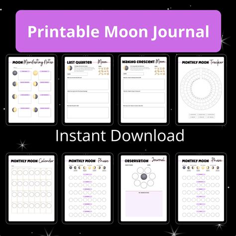 Printable Moon Journal Moon Phase Tracker Tarot Journal Law Of