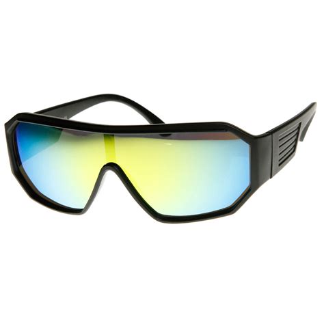 Futuristic Bold Hexagon Wraparound Color Mirror Shield Lens Sunglasses Sunglass La