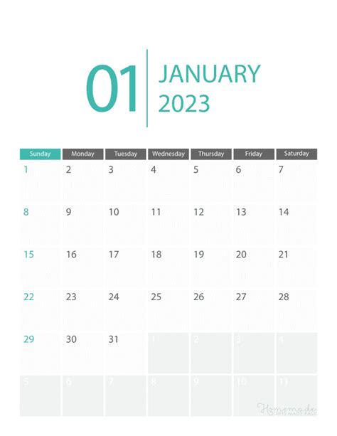 January 2023 Calendar Free Printable With Holidays