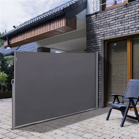 Outsunny Retractable Deck Side Awning Screen Fence Privacy Divider 3l