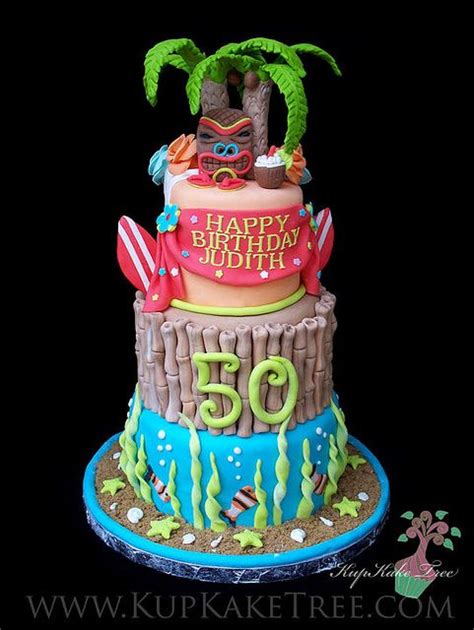 Hawaiian Themed Birthday Cake Luau Cakes Themed Birthday Cakes Tiki