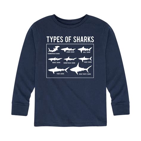 Instant Message Types Of Sharks White Kids Long Sleeve Tee