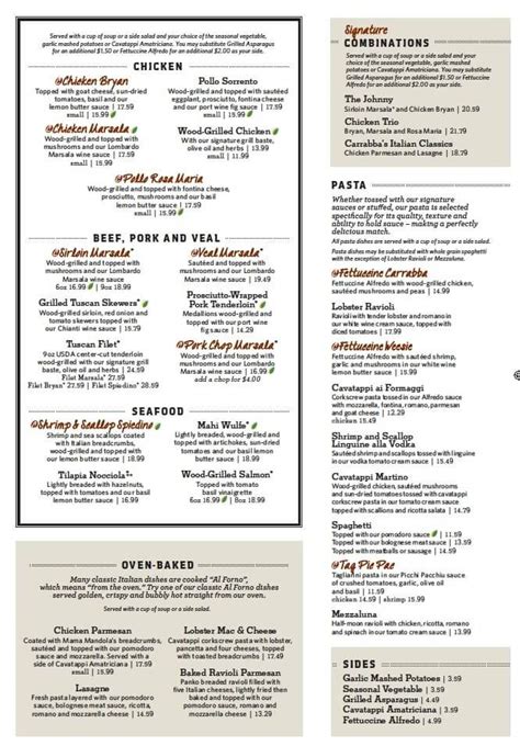 Carrabbas Menu With Prices 2021