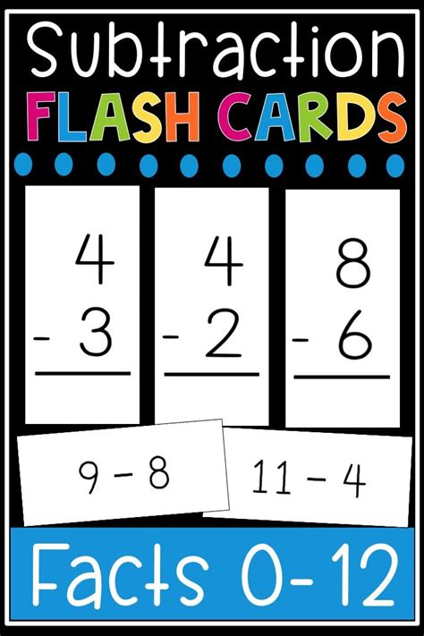 Subtraction Flash Cards Math Facts 0 12 Flashcards Printable Math