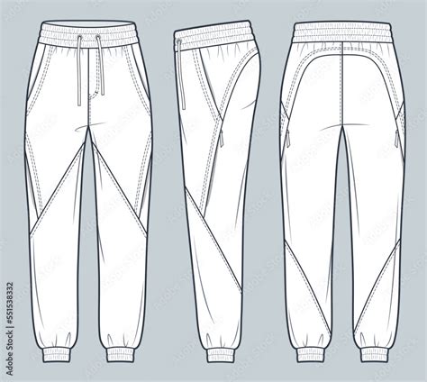 Stockvector Jogger Pants Fashion Flat Technical Drawing Template Sweat