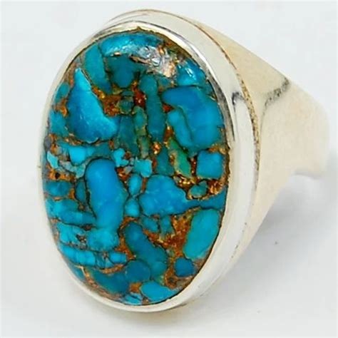 Sterling Silver India 92 5 Blue Copper Turquoise Rings At Rs 820 Piece