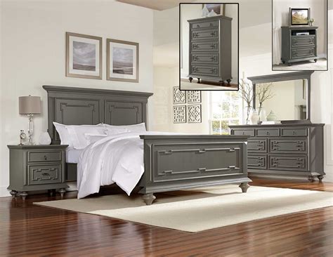 The grayson panel bedroom set will keep you resting easy. Monterrey Grey Geometric 5 Piece Queen Bedroom Set with ...