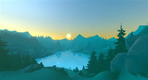 Hd wallpaper mountains silhouette minimal sunset. ArtStation - Peaceful Lake Unity 5 Firewatch Style, Luke ...