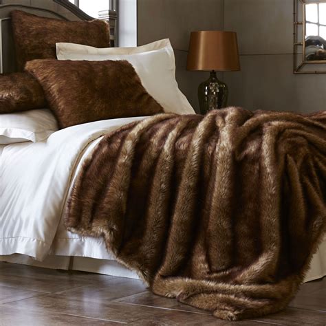 Mink Ombre Faux Fur Blanket And Shams Ombre Faux Fur Comfy Blankets Sham Bedding