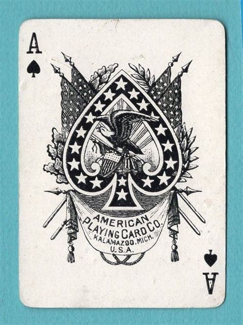 Single Swap Playing Card Ace Of Spades 2 Kalamazoo Mich Eagle Antique