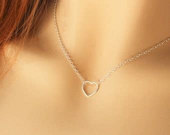 Silver Heart Necklace Etsy UK